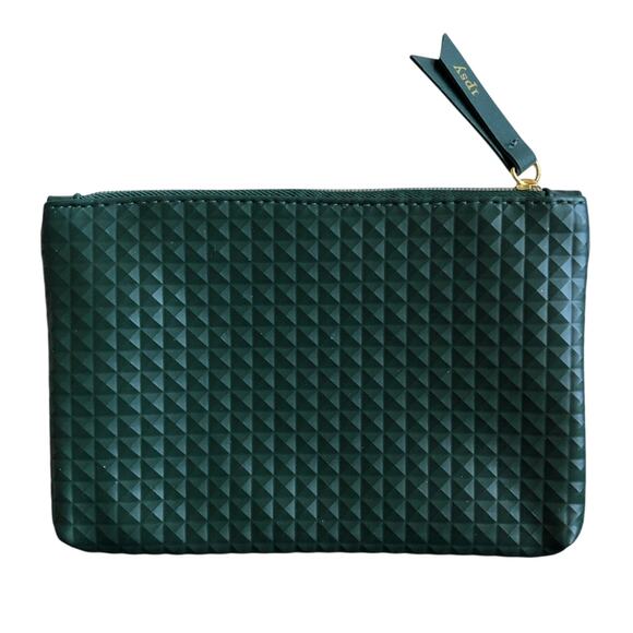Ipsy August 2019 Dark Green Textured Geometric Travel Make-up Cosmetic Bag - Picture 3 of 5